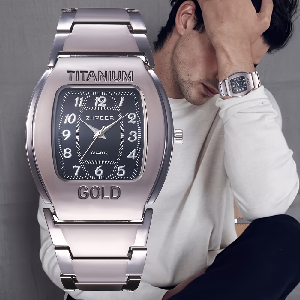 Men's 2pcs Luxury Watch & Necklace Set, Casual Style